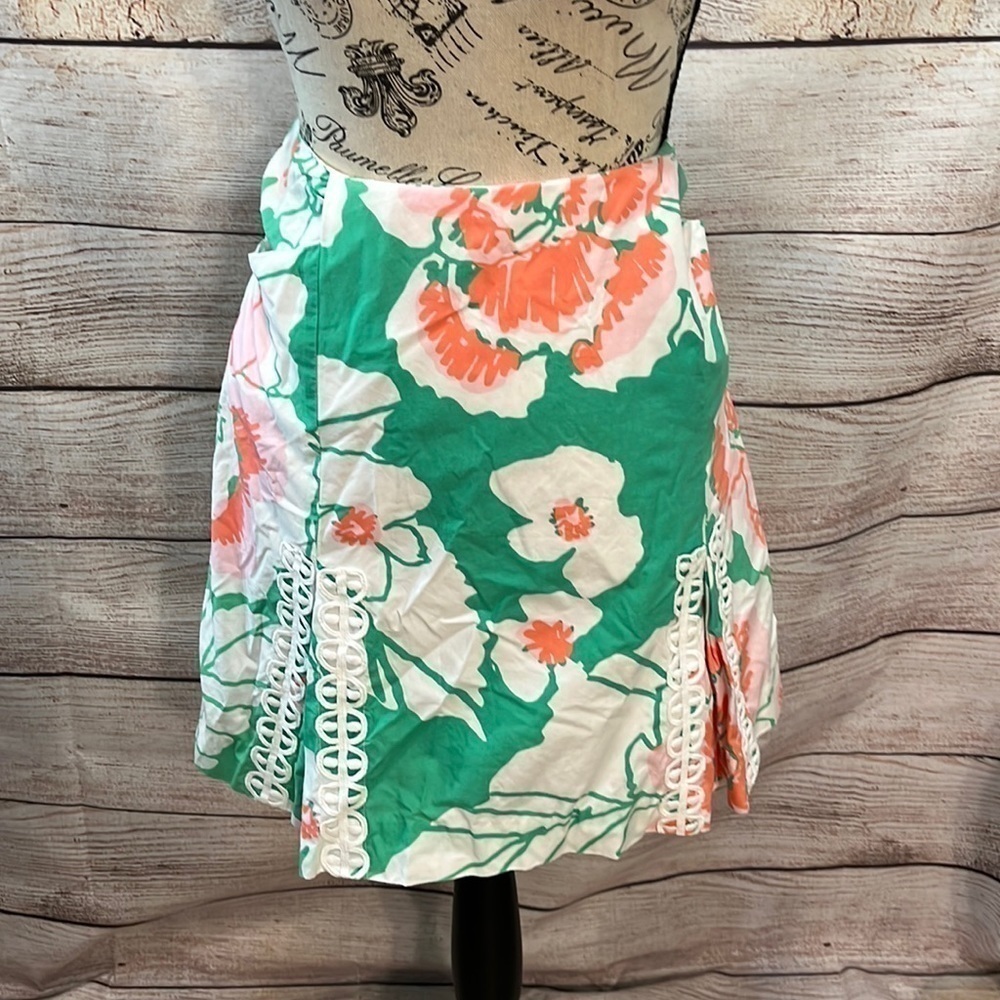 Lilly Pulitzer Roslyn Skirt “Take It Even Higher” Floral Lace Jade Green Size 6